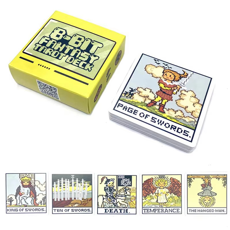 Tarot Cards Deck With Guidebook - Jeu de Tarot fantastique 8 bits,